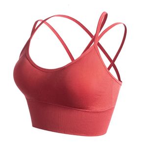 Tenues de yoga Soutien-gorge de sport sans fil pour femmes, dos croisé, séchage rapide, antichoc, fitness, push-ups, soutien-gorge de course, débardeur de sport actif 231122