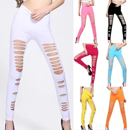 Atuendos de yoga mujeres leggings sexy 2024 pantalones destruidos de moda damas fitness estiramiento medias de alta cintura con pantalones de empuje