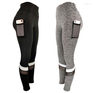 Tenues de Yoga femmes côté maille poche Patchwork Sexy pantalon respirant haute élastique sport Fitness course Jogging exercice porter