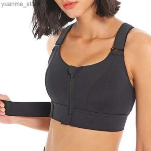 Yoga Tenues Femme Sports Bras Collants Crop Top Yoga Vest Front Front Plus taille STRAP ALIGABLE APPORT APPORT