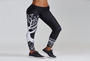 Tenues de yoga femmes arbre imprimé pantalons de sport entraînement gym fille exercice athlétique push up leggings noir gris blanc 1591207