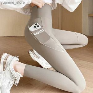 Yoga -outfits Women Yoga -leggings met zak slanke haaienbroek Hoge taille heupheffing oefening yogabroek fitness lopende sport panty pant y240410