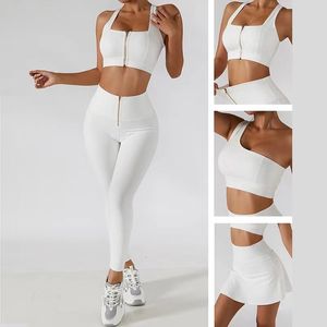 Trajes de yoga Mujeres Cremallera Cintura alta Deporte Conjunto de yoga Ropa de trabajo sexy para mujeres Ropa deportiva Mujeres Conjunto Crop Top Outfit Fitness Academic 230420