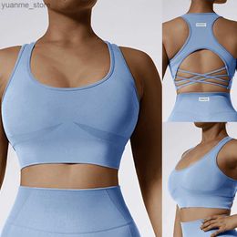 Yoga Tenues pour femmes Sports Sports Bra High Impact Yoga Gym Running Fitness Underwear Soupless Sportswear Yoga Top Womens Gym Top Y240410