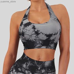 Yoga Tenues Yoga Sports Bra Womens 2023 Running Gym Clothing Elastic Sports Top Sports Sports Sports Bra Pad Bandage Yoga Bra Crop Top Y240410