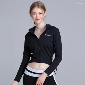 Yoga-outfits Rits Sportshirt Dames Fitness Top met capuchon en trekkoord aan de zijkant Gymkleding Herfsttraining Hardlopen Trainning Actief
