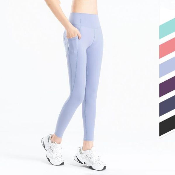 Pantalones de yoga Fitness Leggings Jeggings Verano Cintura alta Pantalón deportivo Sensación desnuda Mujer Cálido Diseñador Push Up Mujeres Sexy Melocotón Nalga Bolsillo Medias BC373