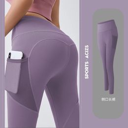 Pantalons de Yoga poches Hiplifting fond séchage rapide vêtements respirant maille extensible côté course Fitness 240124
