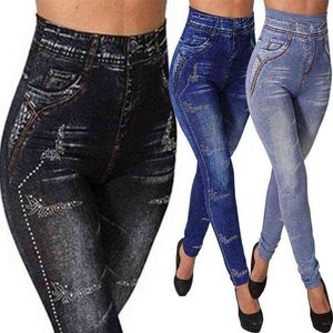 Yoga broek naadloze leggings jeans voor vrouwen hoge taille magere push-up potlood broek plus size S-3XL stretchy slanke klinknagel broek H1221