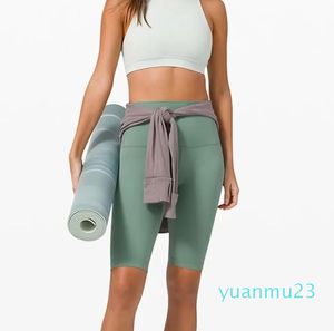 Yogabroek Effen kleur strak naakt yoga voor dames zonder schaamte lijn hoge taille hardloop vijfkwart broek sport fitness kort