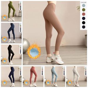 Yogabroek met logo fitness leggings jeggings fluweel winter hoge taille sport pant vrouwelijk warme ontwerper push up dames sexy perzik billen bc386