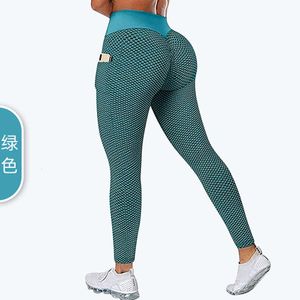 Yogabroek met zakken Honing Perzik Heup Honingraat Yogabroek Dames Hoge taille Heupheup Sport strakke broek Sneldrogend Sport Fitnessbroek 8W2C