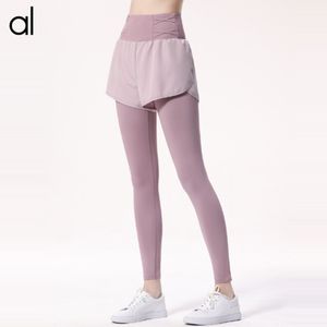 Pantalons de Yoga taille haute pour femmes, faux deux pièces de sport, pantalons de Fitness