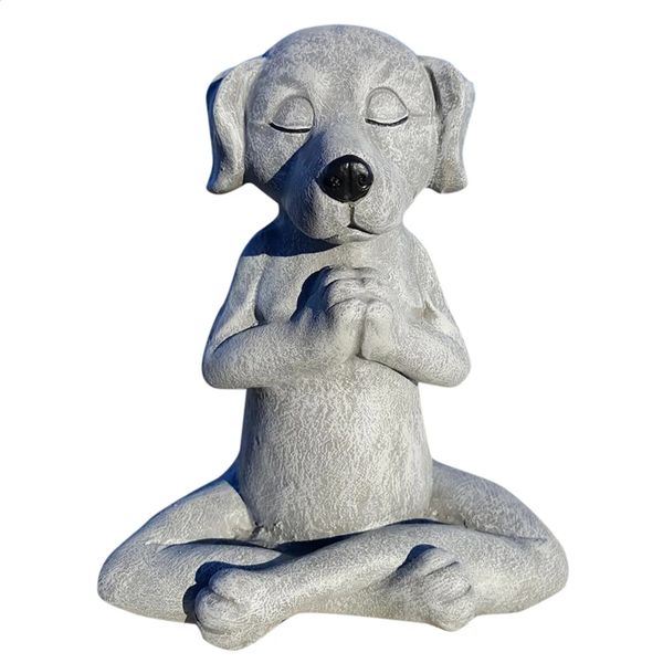 Yoga Pose Meditation Dog Cat Frog Statue Ornements imperméable Prière-Zen Bulldog Sculpture Artisanat Decoration Garden Figurine 240329