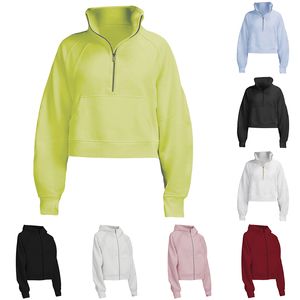 Yoga Scubas Hiver Femmes Sweats à capuche Porter Demi-fermeture à glissière Conception Femmes Mode Toutes les fermetures à glissière Pull à capuche Sports Col rond en plein air Sweat-shirt décontracté