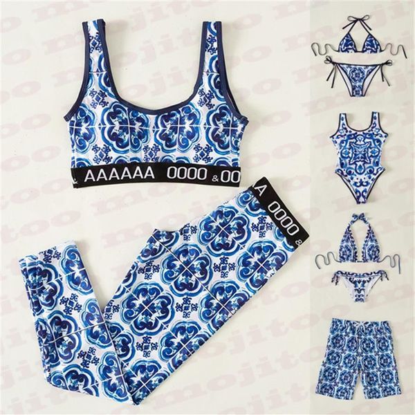 Conjuntos de yoga Bikinis Diseñador Traje de baño para mujer Pantalones cortos de natación para hombre Estampado vintage Parejas Trajes de baño de vacaciones 2218