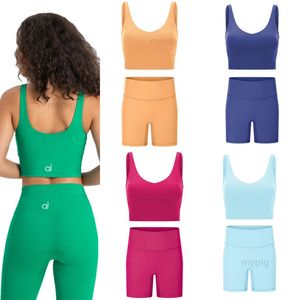 Yoga sets gym set leggings sport beha yoga set u-vormige lingerie ingebouwde borstkussen bralette elastische taille uitlijning leggings snel droge fitness lopende vest tanktop bh