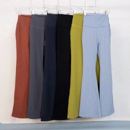 yoga sept couleurs pantalons de survêtement femmes taille haute coupe ajustée ventre évasé montrer longueur de jambe pantalon évasé fitness vêtements de sport vêtements de sport