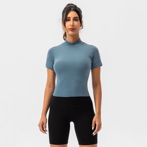 Yoga à manches courtes pour femmes T-shirt Gym Vêtements nouveau haut de sport nude antibactérien slim fit running vêtements de fitness VELAFEEL