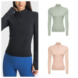 Yoga Slim Fit Sportjack Ronde Hals Rits Vest Lange Mouw Sportkleding Yoga Top Herfst Winter