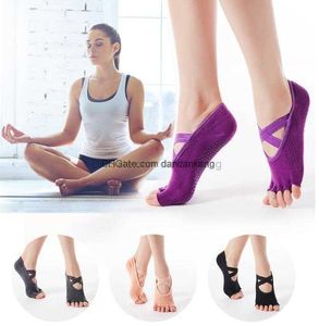 Yoga Sokken Antislip Pilates Massage Sokken met Grip Oefening Gym training vrouwen indoor home vloer katoenen sokken rugloze tenen atletische sok