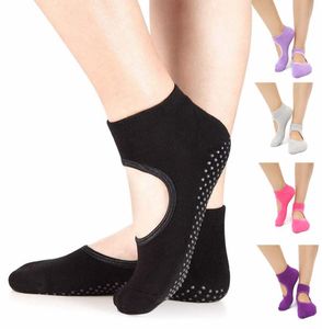 Chaussettes de yoga toless non glissade de glissement Pilates Ballet Barre Dance Sports Fitness Exercice Socks with Grips for Women Girls4382627