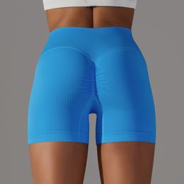 yoga sport gebreide ademende vaste kleur kruis taille perzik kont yoga shorts running fitness driekwart broek voor vrouwen