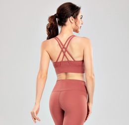 Yoga Sports Bra Skinfriendly Broshed sans anneau en acier Running Fitness Souswears Gym Clothes Women Workout Lu Bra9731830