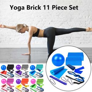 Yoga Stripes 1 Set Helpful Yoga Brick Set Tear Resistant Yoga Stretching Band High Bounce Fascia Yoga Ball Massage Stick Kit Stretching J230225