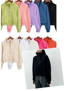 Yoga Sweatshirt Scuba Volledige ritssluiting Half Zip trechter Hoodies Outdoor Vrije tijd Sweatshirts Gymkleding Dames lu-Tops Workout Fitness Dikke yogajassen Oefening