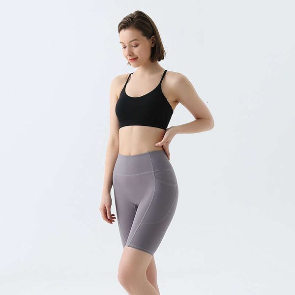 Yoga Tight Fit Hip Lift Fiess Pocket Pantalon de sport haute résistance Lulu Pantalon de yoga à cinq points Pantalon de cyclisme nu pour femme