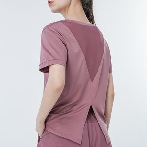 dessus de yoga mesh respirant à séchage rapide course à manches courtes T-shirt pour les femmes en vrac en cours d'exécution couverture de remise en forme dernier match de chemise pour jambières de yoga