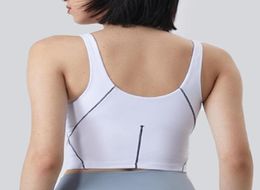 Yoga Vest Sports Bra Couleur solide Running Fitness Gym Vêtements Femmes Sous-vêtements Vneck Uback Workout Crop Tops Tops Shockproof Supp6517053