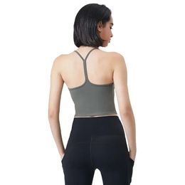 Yoga-Weste mit Brustpolster, Damen-Tanks, Camis, Sport-BH, dünner Schultergürtel, Y-förmiger Rücken, Oberteil, halbe Schlinge, Laufen, Mode, Fiess Fitnessstudio-Kleidung 688s