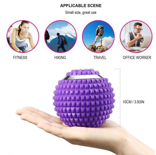 Bola de masaje vibratoria para yoga, Bolas de terapia de liberación miofascial para puntos de presión, masajeador eléctrico, Fitness, presión de liberación corporal, bola fascial de masaje