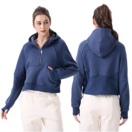 Yoga Wear Perfect Oversized Herfst Winter Vrouwen Pluche Trui Sport Capuchon Ronde Hals Lange Mouwen