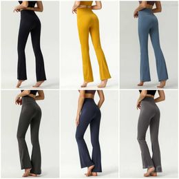 Yoga Mujer Mini pantalón acampanado Stretch Fitness Bell Bottoms Pantalones Chica Ejercicio High Rise Loose Fitting Yogas Pantalones Tight Flared Define