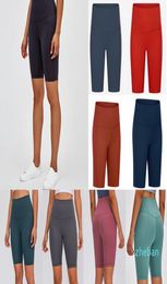 yoga mujeres diseñador mujer entrenamiento gimnasio desgaste lu 68 color sólido deportes elástico fitness dama general medias completas leggings cortos 26qda7787382