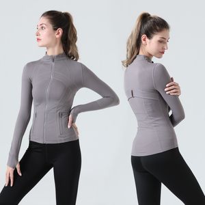 Yoga Mujer Manga Larga Color Sólido Desnudo Deportes Shaping Cintura Apretada Suelta Correr Ropa Deportiva Chaqueta para Correr Mujer Slim Fiess Coat wear