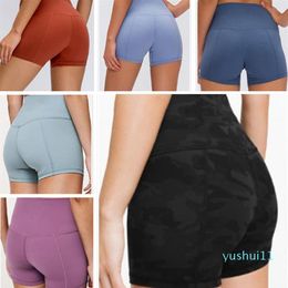 yoga vrouwen shorts leggings designer dames workout gym align wear lu 68 effen kleur sport elastische fitness dame algehele panty sho259b