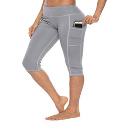 Yoga Womens Capri Yoga Pantalons Coll le leggings Workout Athletic Capris Jersey Joggers Pantalon avec poches