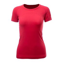 Yoga dames sport t shirts verschillende kleuren zwart oranje roze rechte slijtage dames korte mouwen t-shirts vocht wicking gebreide gebreide hoge elastische fitness mode-tees s-2xl