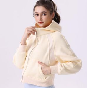 LU-67 Sudaderas con capucha de buceo Cremallera completa Suéter de ocio al aire libre Ropa de gimnasia Mujeres Tops Entrenamiento Fitness Chaquetas de yoga gruesas sueltas Ejercicio Correr Abrigo con capucha