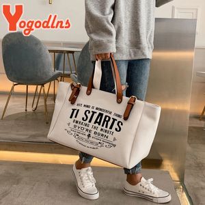 Yogodlns Fashion Canvas Handbag and Purse Femelle Femelle de grande capacité Lettre de sac de sac crossbody Casual Bolsa 240326