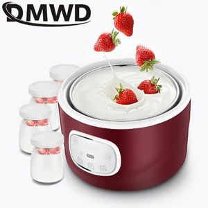 Yogurteras DMWD Yogurtera eléctrica Máquina automática multifunción de acero inoxidable Leben Container Natto Rice Wine Machine Cuatro tazas de yogur 1L 231202