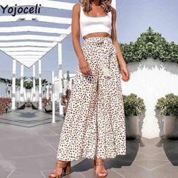 Yojoceli élégant léopard gland large jambe pantalon été décontracté plage haute wasit Cool sexy ceintures bas 210609