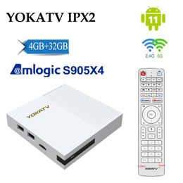 YOKATV IPX2 Smart TV Box Amlogic S905X4 Quad Core AV1 Android 11 4 Go 32 Go EMMC TV Box 2.4/5G WiFi BT5.0 1000M Lan décodeur vs Mecool KM1 ATV HAKO PRO IPX1