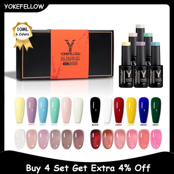 Ensemble de vernis à ongles Gel Yokefellow 6 couleurs en été vernis Gel UV Led Semi Permanent tremper les laques à ongles couche de finition de Base 240108