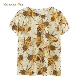 Yolanda Paz est Mannen/Vrouwen 3d t-shirts goede kwaliteit mode ademend comfort Bee afdrukken korte mouw o-hals tops tees 220207