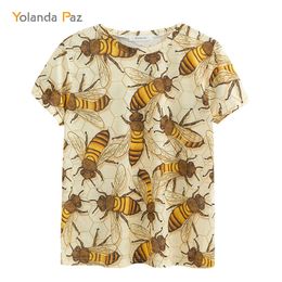 Yolanda Paz Est Mannen / Dames 3D T-shirts Goede Kwaliteit Mode Ademend Comfort Bee Afdrukken Korte Mouw O-hals Tops Tees 220321